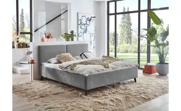 Polsterbett in grau Piano Grau 180x200 cm 186 cm Schwarz