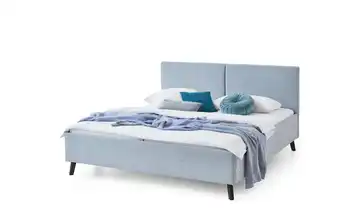 Polsterbett in hellblau Piano Hellblau 160x200 cm 166 cm Schwarz