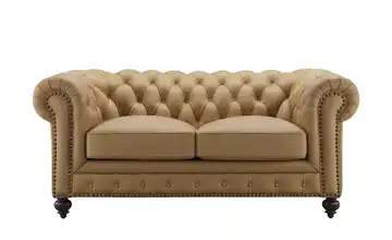 uno Ledersofa im Vintagelook Chesterfield 2 Cognacbraun