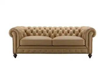 uno Ledersofa im Vintagelook Chesterfield 3 Cognacbraun
