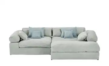 smart Ecksofa Lianea rechts Steingrau, Türkis Cordstoff