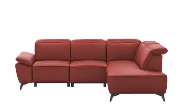 uno Ecksofa Belfast rechts Leder Rot Erweiterte Funktion