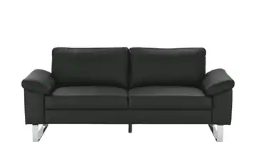 Max Schelling Ledersofa aus Echtleder Maximum 2,5 Kufengestell verchromt, glänzend Schwarz