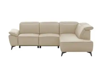 uno Ecksofa Belfast rechts Leder Ecru Erweiterte Funktion