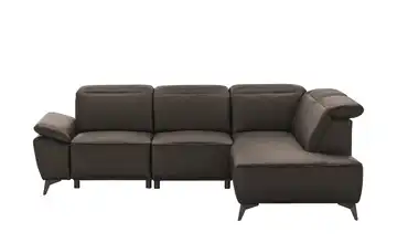 uno Ecksofa Belfast rechts Leder Dunkelbraun Erweiterte Funktion