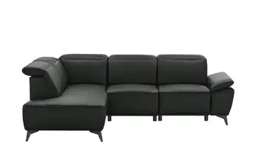 uno Ecksofa Belfast links Leder Schwarz Erweiterte Funktion