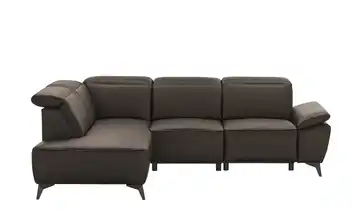 uno Ecksofa Belfast links Leder Dunkelbraun Erweiterte Funktion