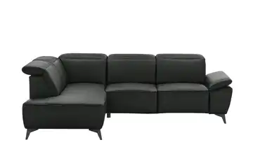 uno Ecksofa Belfast Schwarz Grundfunktion links Leder