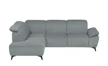 uno Ecksofa Belfast Stahlgrau Grundfunktion links Flachgewebe