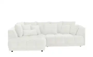 switch Ecksofa Tiga Cremeweiß links ohne Mikrofaser in Velours-Optik