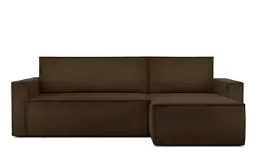 KONSIMO Ecksofa Napi Schmale Armlehnen 246 cm Dunkelbraun