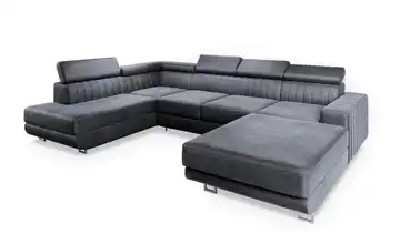 MASSENO Wohnlandschaft mit Schlaffunktion Siena links Grau