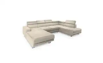 MASSENO Wohnlandschaft mit Schlaffunktion Siena rechts Creme