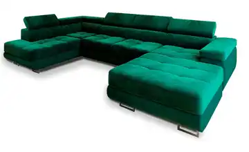 MASSENO Wohnlandschaft mit Schlaffunktion Casone Flaschengrün links