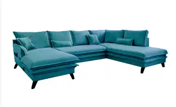 Miuform Wohnlandschaft mit Schlaffunktion Charming Charlie rechts Türkis