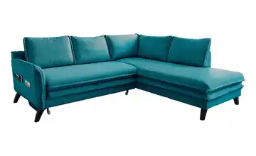 Miuform Ecksofa mit Schlaffunktion Charming Charlie rechts Türkis