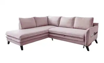 Miuform Ecksofa mit Schlaffunktion Charming Charlie links Altrosa