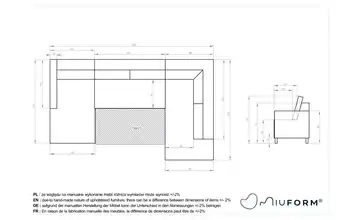 Miuform Wohnlandschaft mit Schlaffunktion Charming Charlie rechts Pastellblau