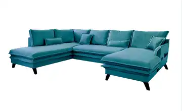 Miuform Wohnlandschaft mit Schlaffunktion Charming Charlie Türkis links