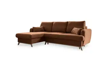 Miuform Ecksofa mit Schlaffunktion Ziegelrot links