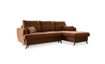 Miuform Ecksofa mit Schlaffunktion Ziegelrot rechts