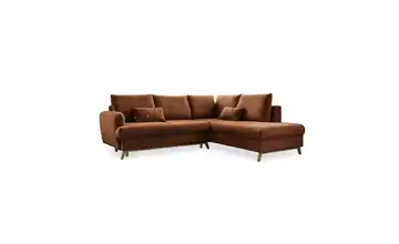 Miuform Ecksofa mit Schlaffunktion Ziegelrot rechts