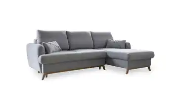 Miuform Ecksofa mit Schlaffunktion Hellgrau rechts