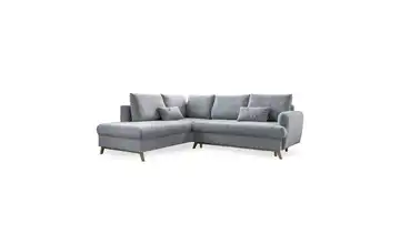 Miuform Ecksofa mit Schlaffunktion Hellgrau links