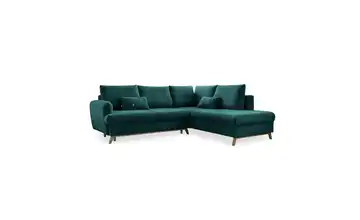 Miuform Ecksofa mit Schlaffunktion Türkis rechts