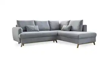 Miuform Ecksofa mit Schlaffunktion Hellgrau rechts