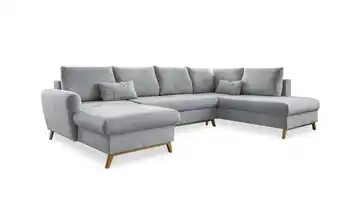 Miuform Wohnlandschaft mit Schlaffunktion Scandic Lagom rechts Hellgrau