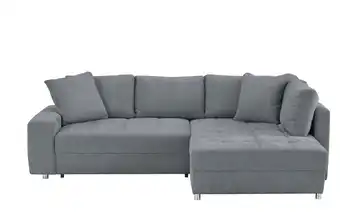 bobb Ecksofa Arissa de Luxe rechts Flachgewebe Steingrau