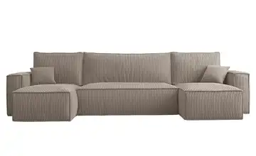 Wohnlandschaft mit Schlaffunktion Scarlo Beige