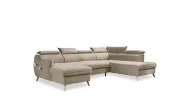 Miuform Wohnlandschaft mit Schlaffunktion Sweet Harmony Beige rechts Velours
