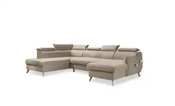 Miuform Wohnlandschaft mit Schlaffunktion Sweet Harmony Beige links Velours