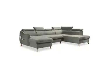 Miuform Wohnlandschaft mit Schlaffunktion Sweet Harmony Hellgrau rechts Velours