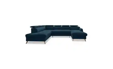 Miuform Wohnlandschaft mit Schlaffunktion Sweet Harmony Webstoff links Dunkelblau