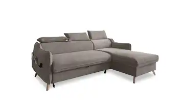 Miuform Ecksofa mit Schlaffunktion Sweet Harmony Dunkelbeige rechts Velours