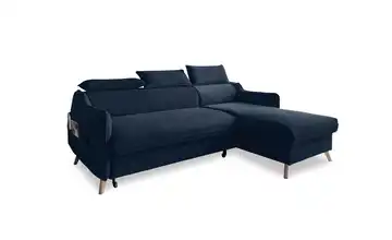 Miuform Ecksofa mit Schlaffunktion Sweet Harmony Marineblau rechts Velours