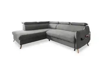 Miuform Ecksofa mit Schlaffunktion Sweet Harmony Velours links Hellgrau