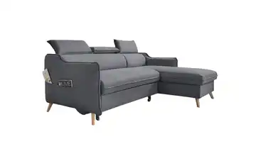 Miuform Ecksofa mit Schlaffunktion Sweet Harmony Dunkelgrau Webstoff rechts