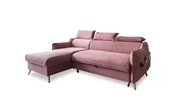 Miuform Ecksofa mit Schlaffunktion Sweet Harmony Rosa links Velours