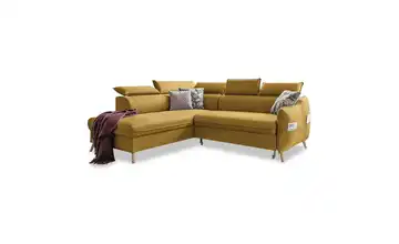 Miuform Ecksofa mit Schlaffunktion Senfgelb links