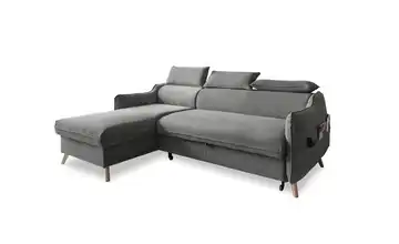 Miuform Ecksofa mit Schlaffunktion Sweet Harmony Hellgrau links Velours