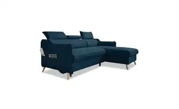 Miuform Ecksofa mit Schlaffunktion Sweet Harmony Dunkelblau rechts Webstoff