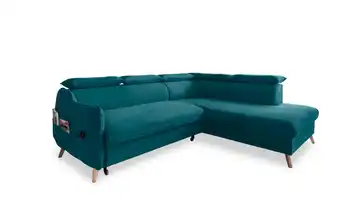 Miuform Ecksofa mit Schlaffunktion Türkis/Petrol rechts