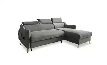 Miuform Ecksofa mit Schlaffunktion Sweet Harmony Hellgrau rechts Velours