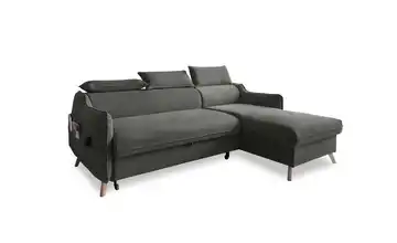 Miuform Ecksofa mit Schlaffunktion Sweet Harmony Dunkelgrau rechts Velours