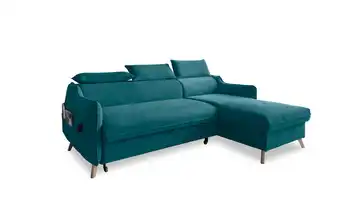 Miuform Ecksofa mit Schlaffunktion Sweet Harmony Türkis/Petrol rechts Velours