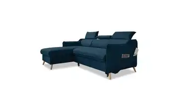 Miuform Ecksofa mit Schlaffunktion Sweet Harmony Dunkelblau links Webstoff